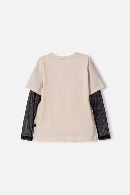 CAMISETA DE K-POP DEMON HUNTER CON MALLA ALMENDRA PARA NIÑA