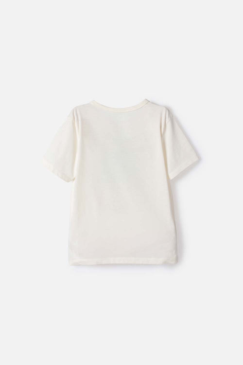 CAMISETA DE MINECRAFT MANGA CORTA MARFIL PARA NIÑO