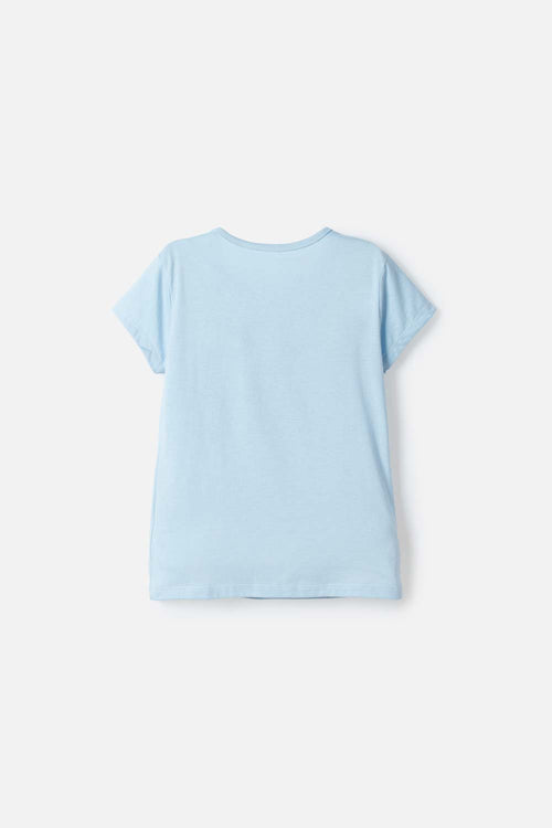 CAMISETA DE STITCH Y CAPYBARA MANGA CORTA AZUL PARA NIÑO