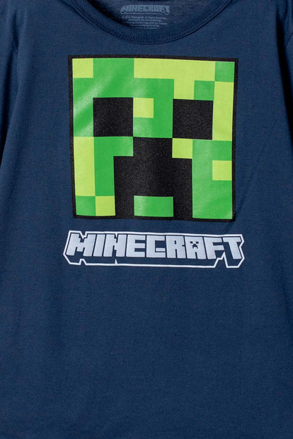 CAMISETA DE MINECRAFT MANGA CORTA AZUL PARA NIÑO