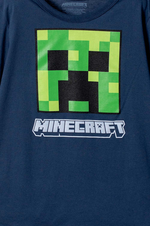 CAMISETA DE MINECRAFT MANGA CORTA AZUL PARA NIÑO