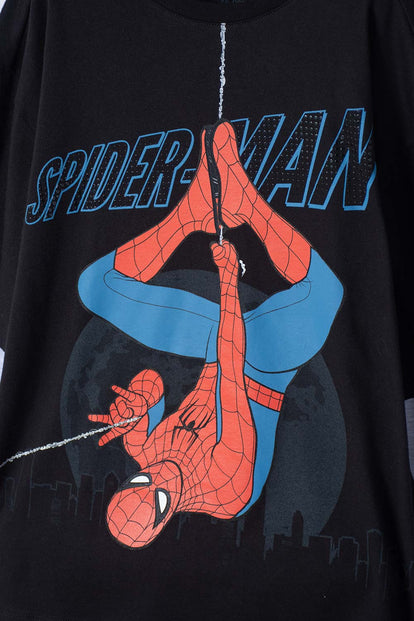CAMISETA DE SPIDER-MAN MANGA LARGA NEGRO PARA NIÑO