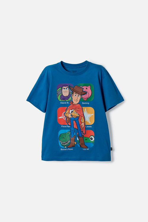 CAMISETA DE TOY STORY MANGA CORTA AZUL PARA NIÑO