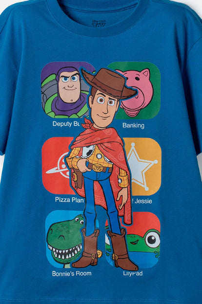 CAMISETA DE TOY STORY MANGA CORTA AZUL PARA NIÑO