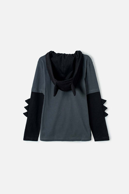 CAMISETA DE BATMAN MANGA LARGA GRIS Y NEGRO PARA NIÑO
