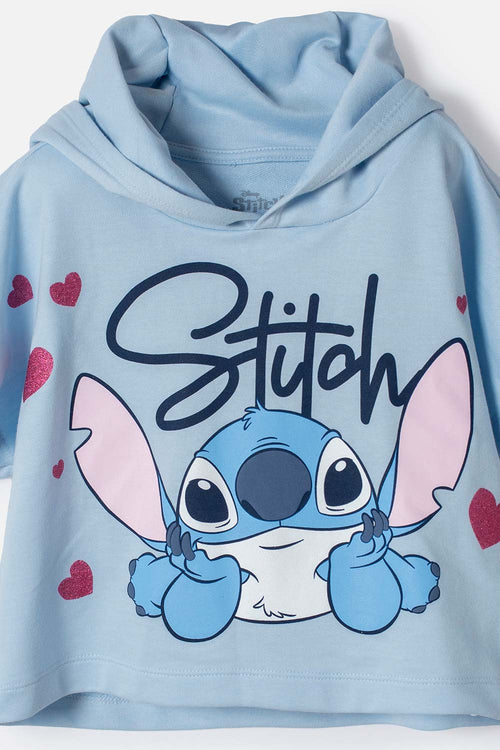 CONJUNTO DE STITCH PANTALÓN LARGO AZUL PARA NIÑA
