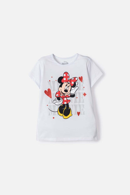 CAMISETA DE MINNIE MOUSE MANGA CORTA BLANCO PARA NIÑA