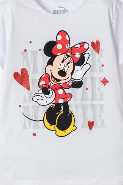 CAMISETA DE MINNIE MOUSE MANGA CORTA BLANCO PARA NIÑA