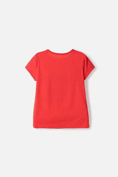 CAMISETA DE MINNIE MOUSE MANGA CORTA ROJO PARA NIÑA