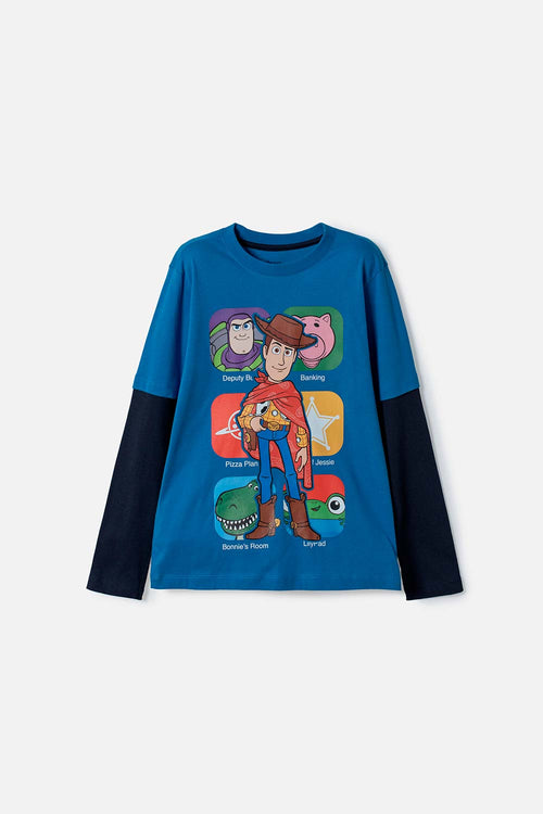 CAMISETA DE TOY STORY MANGA LARGA AZUL PARA NIÑO