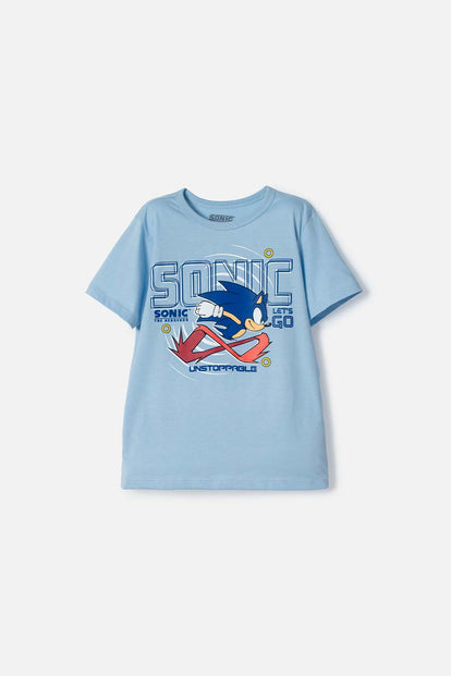 CAMISETA DE SONIC MANGA CORTA AZUL PARA NIÑO