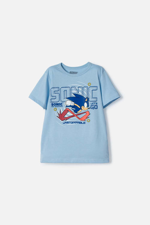 CAMISETA DE SONIC MANGA CORTA AZUL PARA NIÑO