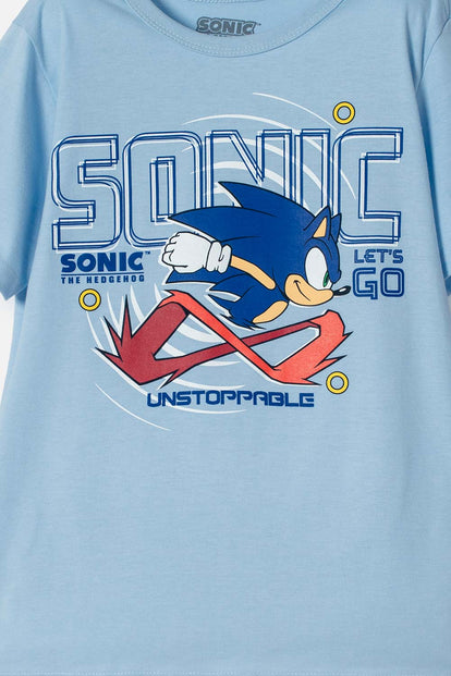 CAMISETA DE SONIC MANGA CORTA AZUL PARA NIÑO