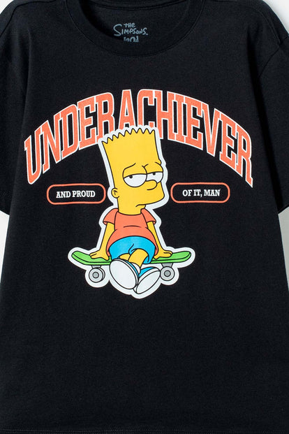 CAMISETA DE SIMPSONS MANGA CORTA NEGRO PARA NIÑO