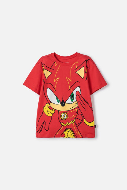 CAMISETA DE SONIC MANGA CORTA ROJO PARA NIÑO