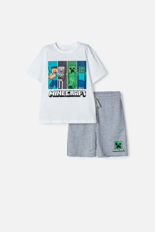 CONJUNTO DE MINECRAFT COR BERMUDA MULTICOLOR PARA NIÑO