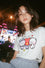 CAMISETA DE BT21 MANGA CORTA MARFIL PARA NIÑA