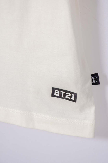 CAMISETA DE BT21 MANGA CORTA MARFIL PARA NIÑA