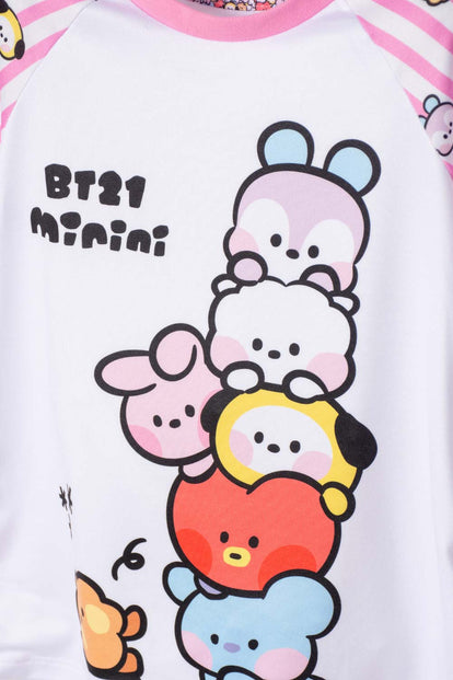 PIJAMA DE BT21 CON SHORT MULTICOLOR PARA NIÑA