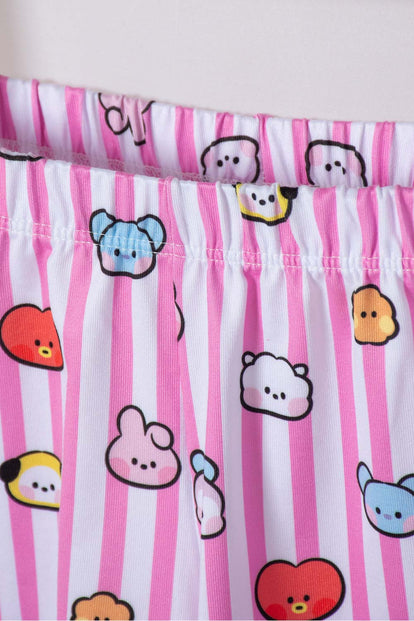 PIJAMA DE BT21 CON SHORT MULTICOLOR PARA NIÑA