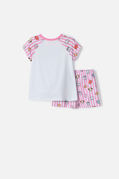 PIJAMA DE BT21 CON SHORT MULTICOLOR PARA NIÑA