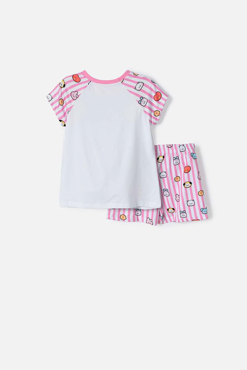 PIJAMA DE BT21 CON SHORT MULTICOLOR PARA NIÑA