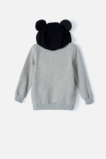 CHAQUETA DE MICKEY MOUSE CON CAPUCHA GRIS Y NEGRA PARA NIÑO 2T A 5T