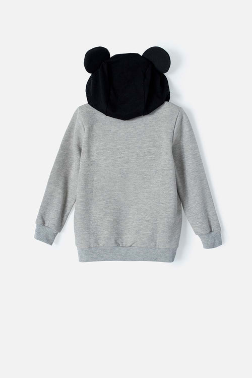 Card slide image -  CHAQUETA DE MICKEY MOUSE CON CAPUCHA GRIS Y NEGRA PARA NIÑO 2T A 5T