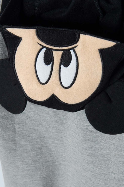 CHAQUETA DE MICKEY MOUSE CON CAPUCHA GRIS Y NEGRA PARA NIÑO 2T A 5T