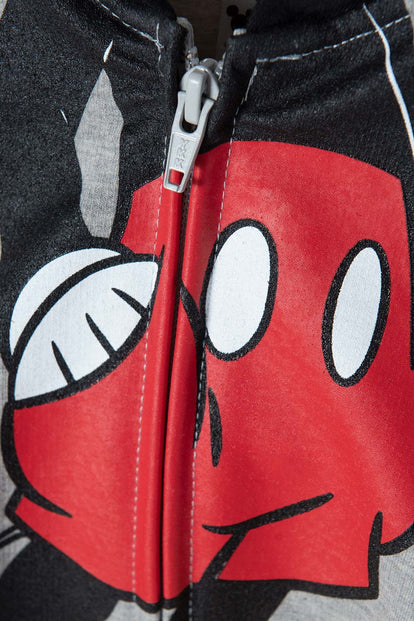 CHAQUETA DE MICKEY MOUSE CON CAPUCHA GRIS Y NEGRA PARA NIÑO 2T A 5T