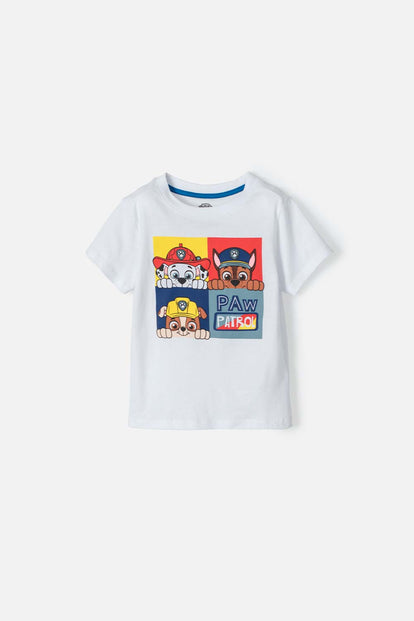 CAMISETA DE PAW PATROL ESTAMPADA BLANCA PARA NIÑO DE 2T A 5T