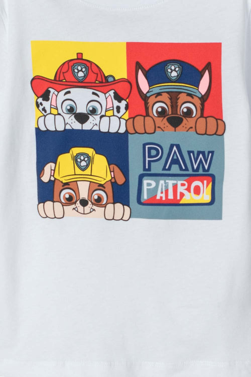 CAMISETA DE PAW PATROL ESTAMPADA BLANCA PARA NIÑO DE 2T A 5T