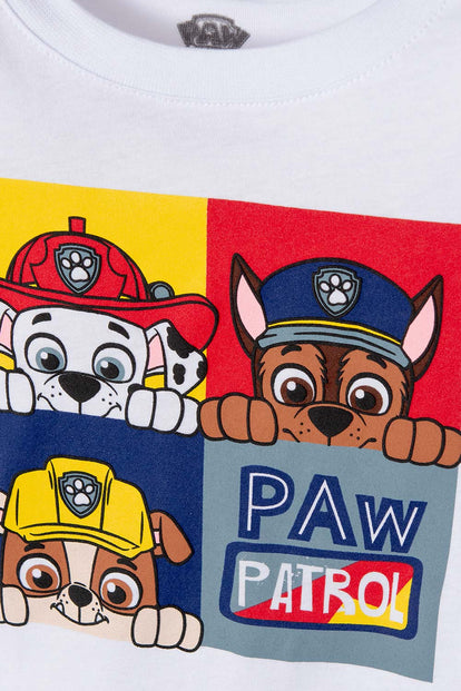 CAMISETA DE PAW PATROL ESTAMPADA BLANCA PARA NIÑO DE 2T A 5T