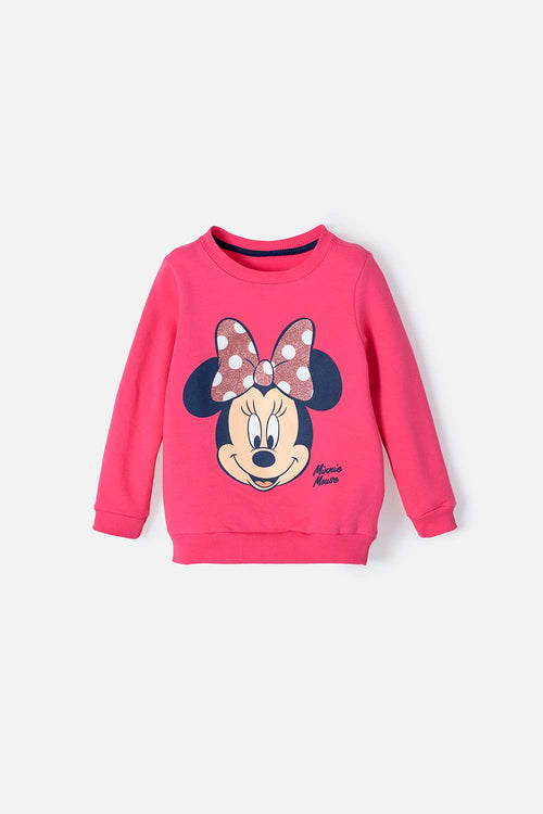 BUZO DE MINNNIE ROSADO DE CUELLO REDONDO PARA NIÑA 2T A 5T