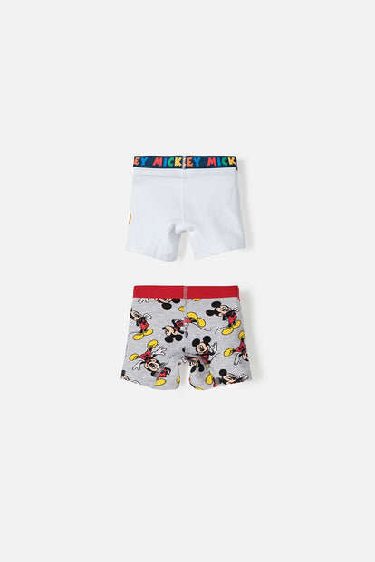 PACK X2 BOXER DE MICKEY MOUSE BLANCO Y GRIS PARA NIÑO 2T A 5T