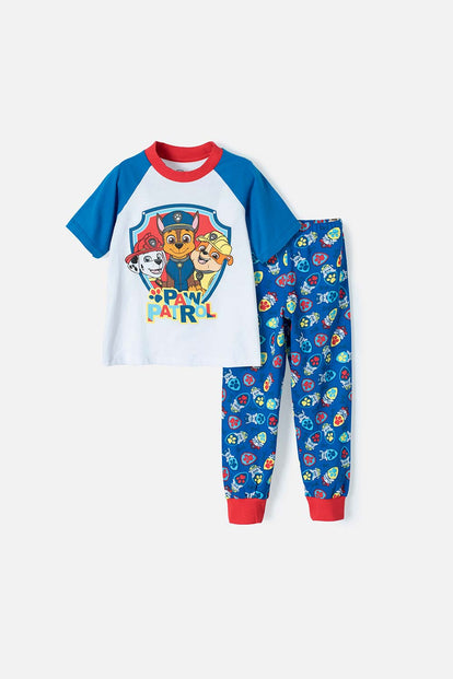 PIJAMA DE PAW PATROL MANGA CORTA AZUL Y BLANCA PARA NIÑO 2T A 5T