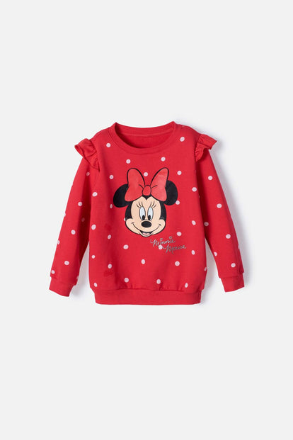  BUZO DE MINNIE MOUSE ROJO ESTAMPADO EN FRENTE PARA NIÑA 2T A 5T