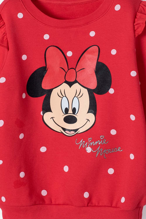 Card slide image -  BUZO DE MINNIE MOUSE ROJO ESTAMPADO EN FRENTE PARA NIÑA 2T A 5T