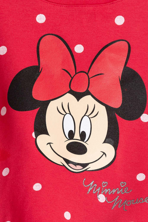Card slide image -  BUZO DE MINNIE MOUSE ROJO ESTAMPADO EN FRENTE PARA NIÑA 2T A 5T