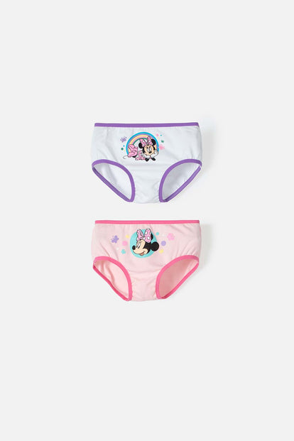 PACK X2 PANTIES DE MINNIE MOUSE BLANCO Y ROSADO PARA NIÑA 2T A 5T