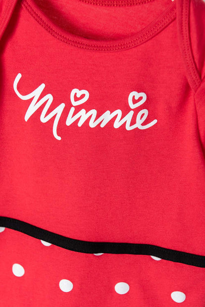 BODY DE MINNIE MOUSE MANGA CORTA NEGRO Y ROJO PARA BEBÉ NIÑA