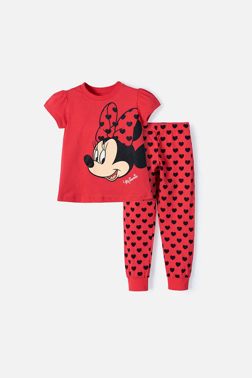 PIJAMA DE MINNIE ESTAMPADA ROJA PARA NIÑA DE 2T A 5T