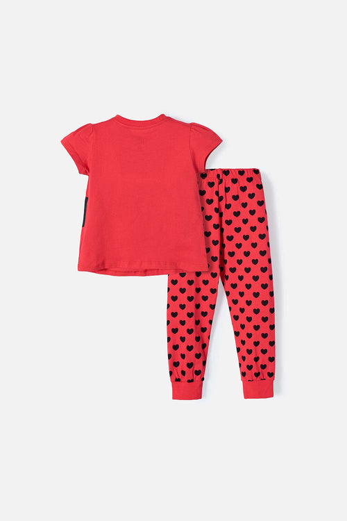 PIJAMA DE MINNIE ESTAMPADA ROJA PARA NIÑA DE 2T A 5T