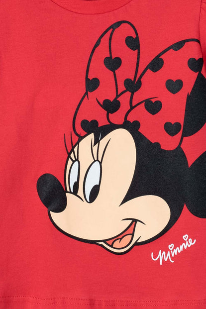 PIJAMA DE MINNIE ESTAMPADA ROJA PARA NIÑA DE 2T A 5T