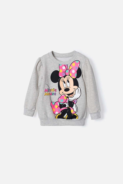 BUZO DE MINNIE MOUSE GRIS CERRADO PARA NIÑA 2T A 5T