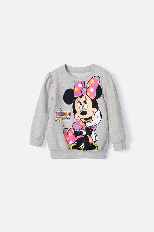 BUZO DE MINNIE MOUSE GRIS CERRADO PARA NIÑA 2T A 5T