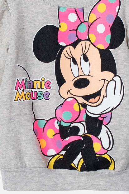 BUZO DE MINNIE MOUSE GRIS CERRADO PARA NIÑA 2T A 5T