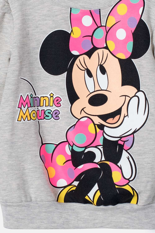 BUZO DE MINNIE MOUSE GRIS CERRADO PARA NIÑA 2T A 5T