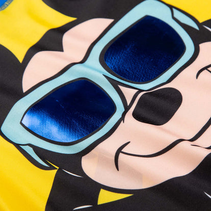  CONJUNTO BAÑO DE MICKEY MOUSE CON PANTALÓN CORTO AMARILLO Y AZUL PARA BEBÉ NIÑO