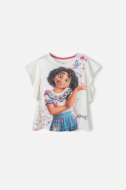 CAMISTEA DE ENCANTO MARFÍL CUELLO REDONDO PARA NIÑA 2T A 5T